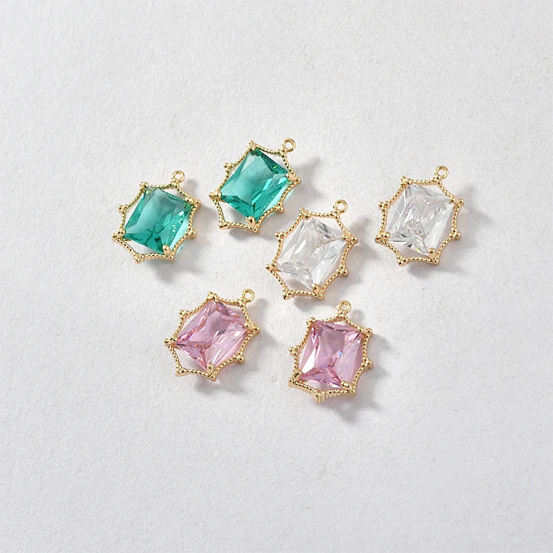 2 шт. серьги гвоздики с фианитами 18 К|Ювелирная фурнитура и компоненты| |