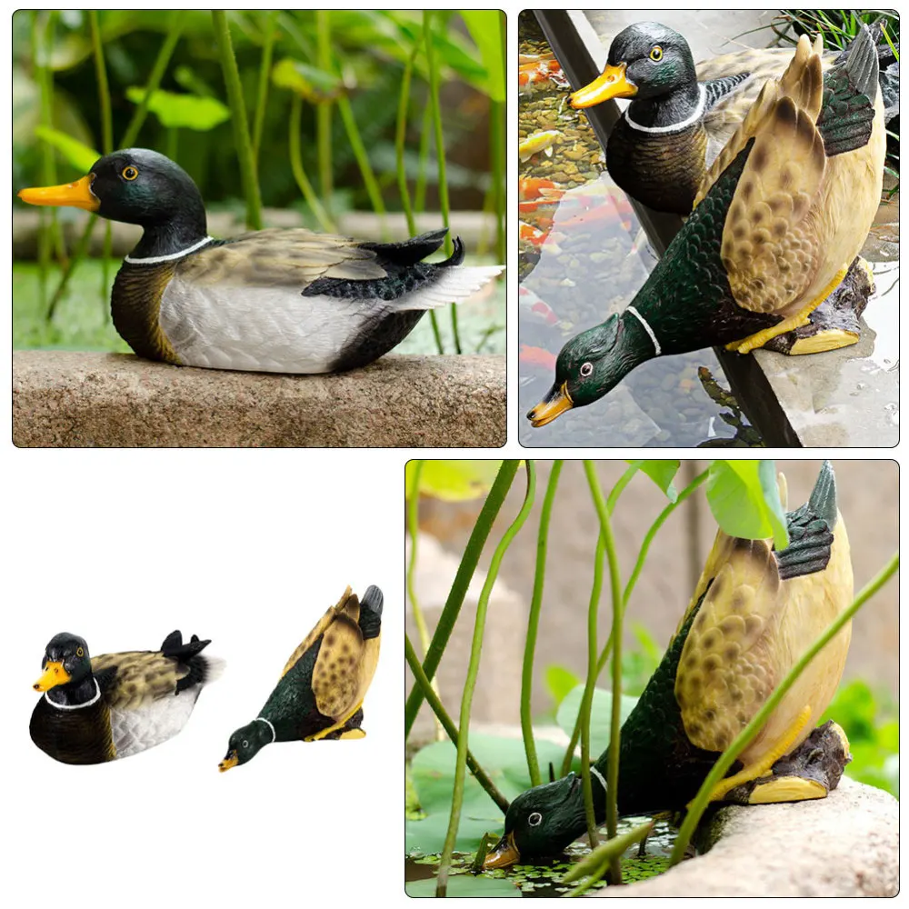 

2pcs Decorative Duck Model Simulated Duck Figurine Pond Decor (Assorted Color)