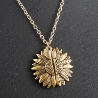 personalized sunflower double layer lettering necklace alloy flower short clavicle chain