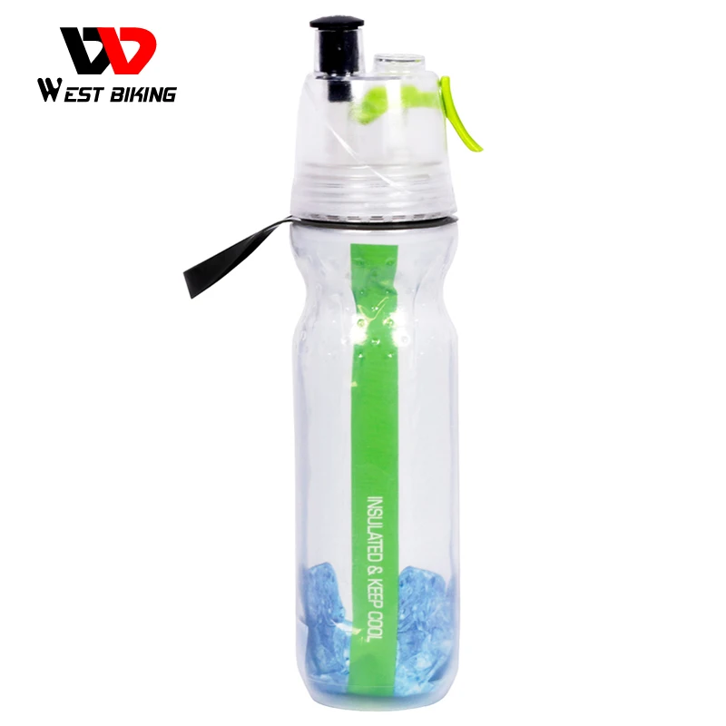 

WEST BIKING MTB Bicycle Plastic Sports Mountain Bike Cycling Water Bottle Spray Riding PE Double Wall Keep Cool