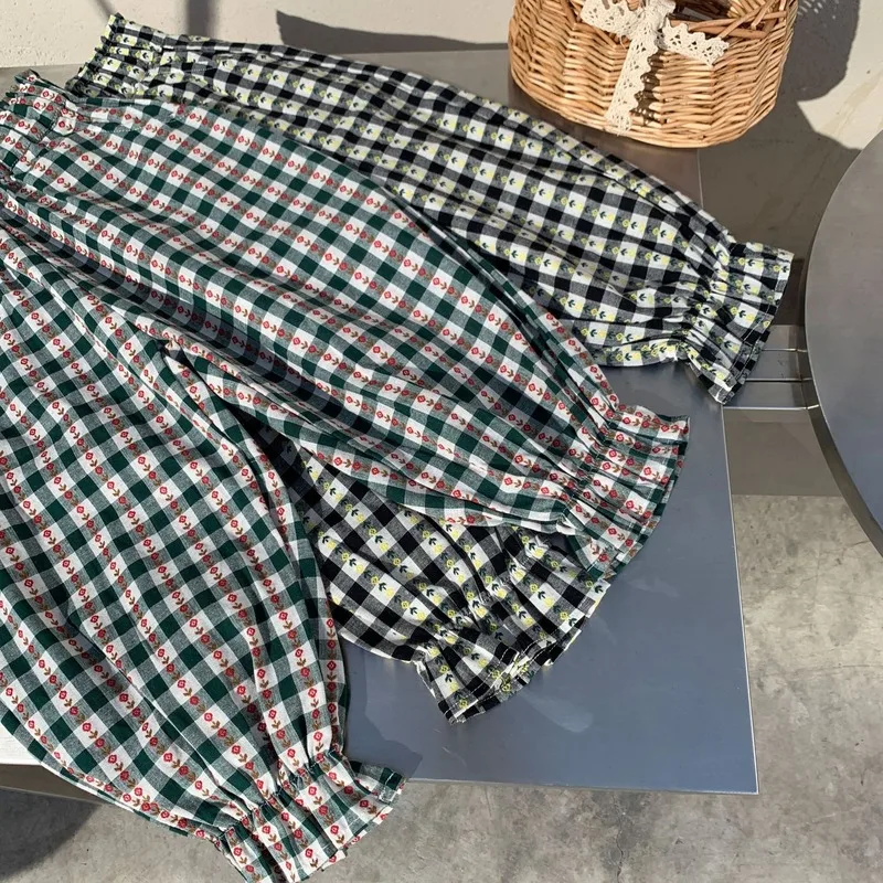 

Jacquard Lattice Flower Bud Waist Close-up Pants for Girls 2-7 Yrs Infant Children Cotton Loose Casual Clothing Outfit