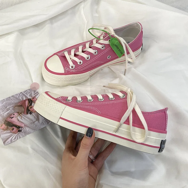 

Women's Fashion 2020 Vulcanized Shoes Woman Sneakers Retro Canvas Shoes Solid White Fashion Comfortable Shoes Women 3cm Platform