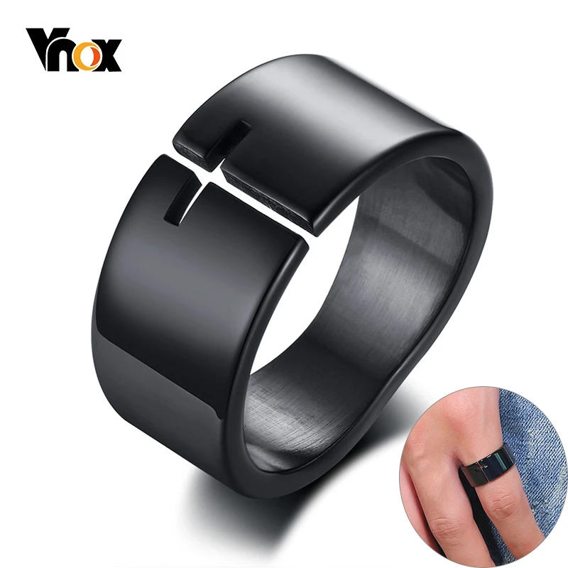 Мужское ажурное кольцо Vnox из нержавеющей стали, повседневное Ювелирное Украшение черного цвета с крестом неправильной формы, религиозная Подвеска