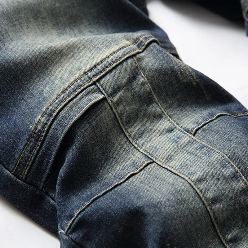 

2021 spring and summer new stretch jeans men's nostalgic personality stitching trendy pants men's jeans