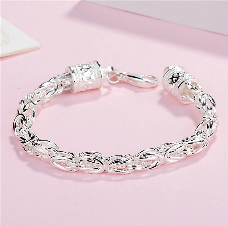 Браслет-цепочка мужской из чистого серебра 925 пробы с драконом | Украшения и