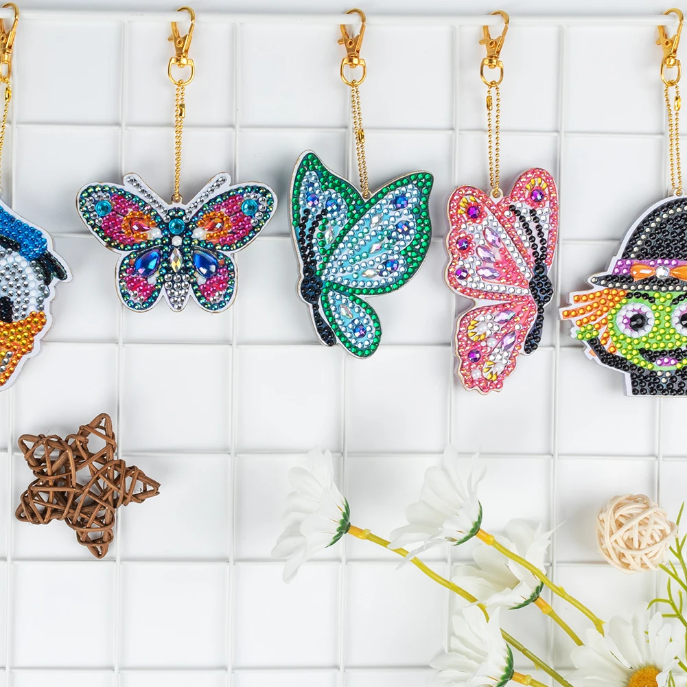 

Animal Pattern 5D Diamond Painting Keychain Acrylic Keyring Slap Luminous DIY Mosaic Double-sided Full Drill Special Shaped Gift