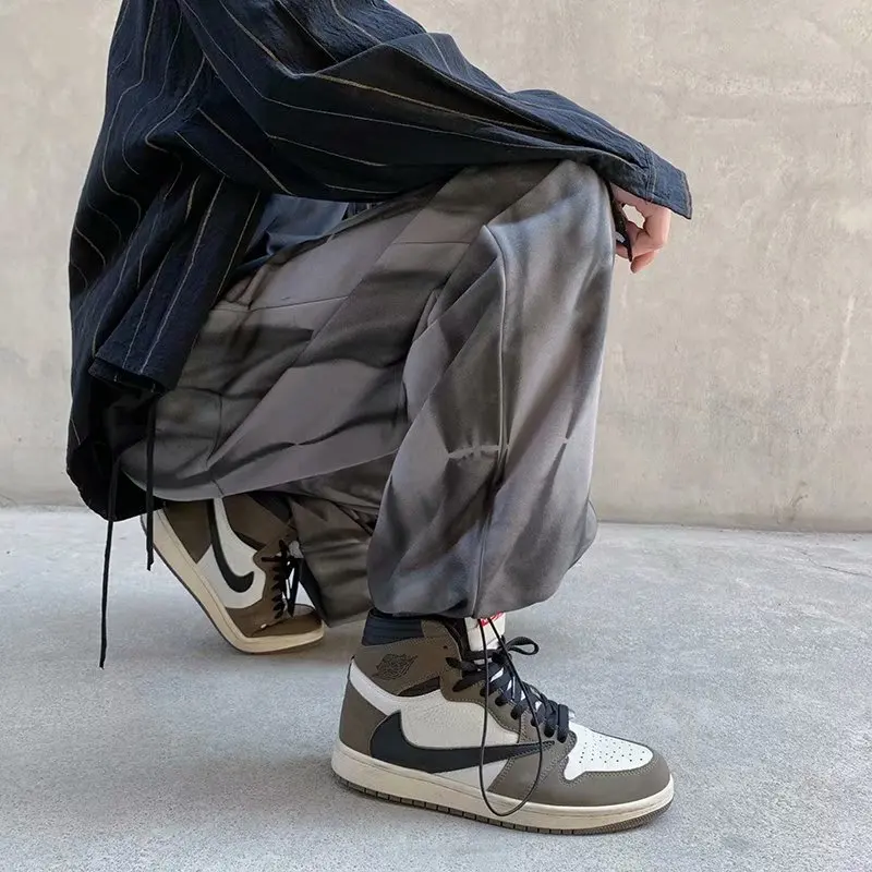 

Spring 2021 new Japanese trend cargo tie-dye overalls men's Korean fashion brand casual straight loose wide-leg pants