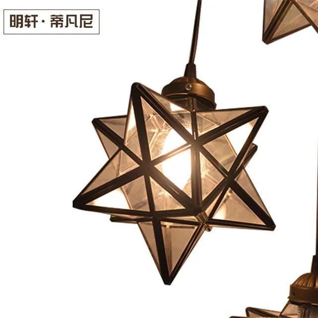 Средиземноморский Тиффани-барокко звезда витражный подвесной светильник E27 110-240