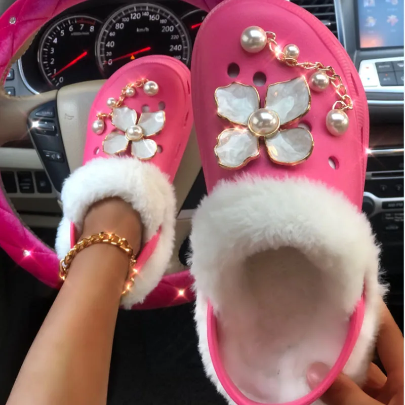 

Сандалии Baotou женские, плюшевые шлепанцы на платформе, толстая подошва, танкетка, с перламутровым узором, сланцы, для зимы, 2021