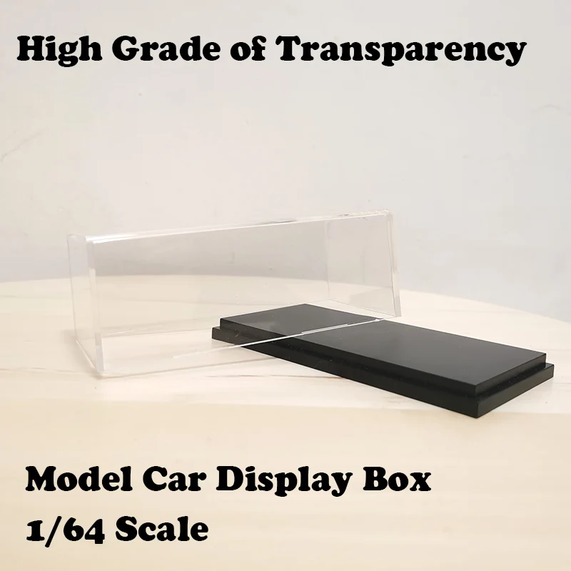 Modelo de Carro Transparente à Prova de Poeira com Base Caixa de Exibição de Alto Grau de Transparência Caixa de Acrílico Case Preta 1:64