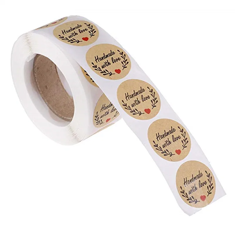 Крафт-бумага оливковый ручной работы с наклейкой любви s Спасибо Этикетки для