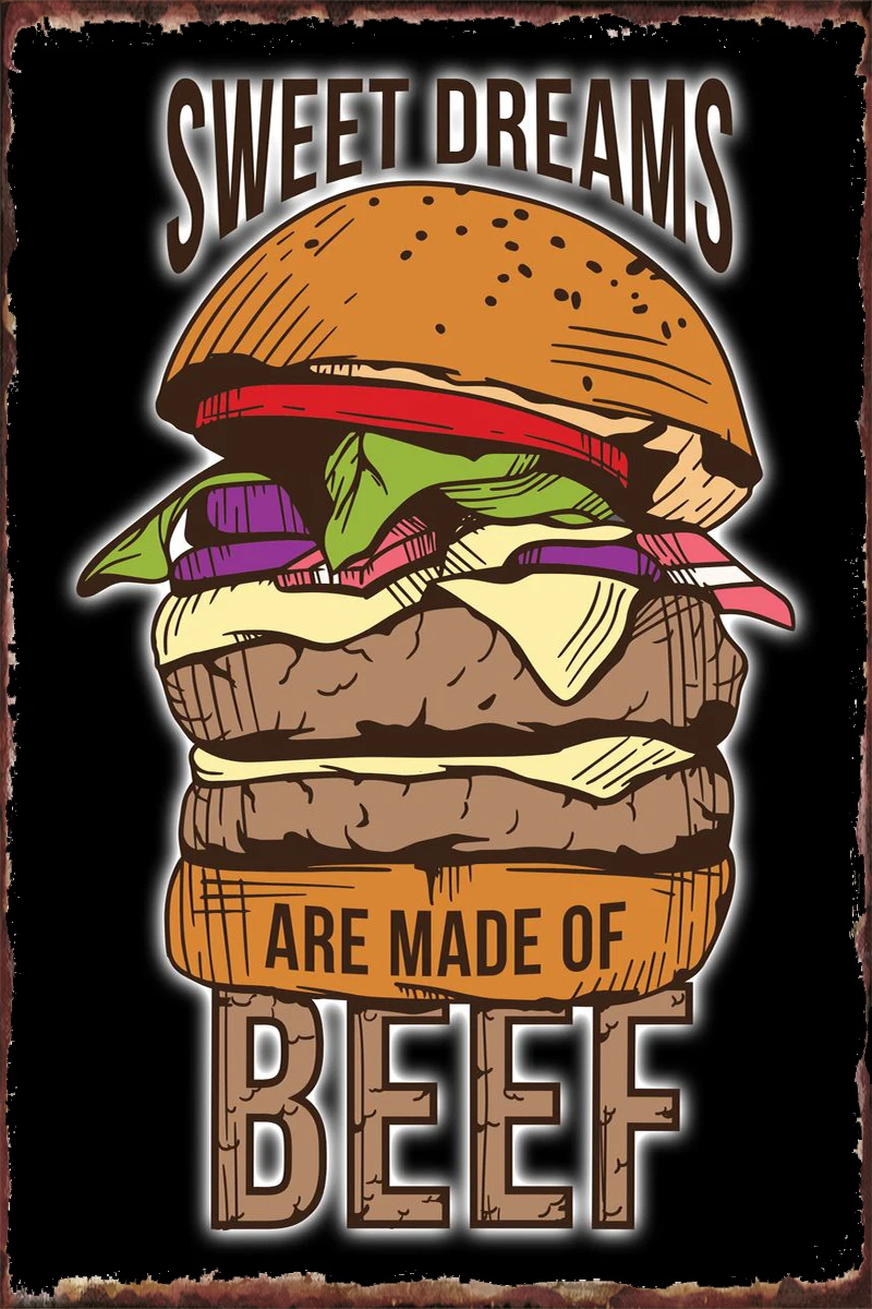 Жестяные сэндвич-пластины из корневой говядины декор для стен комнаты Ретро