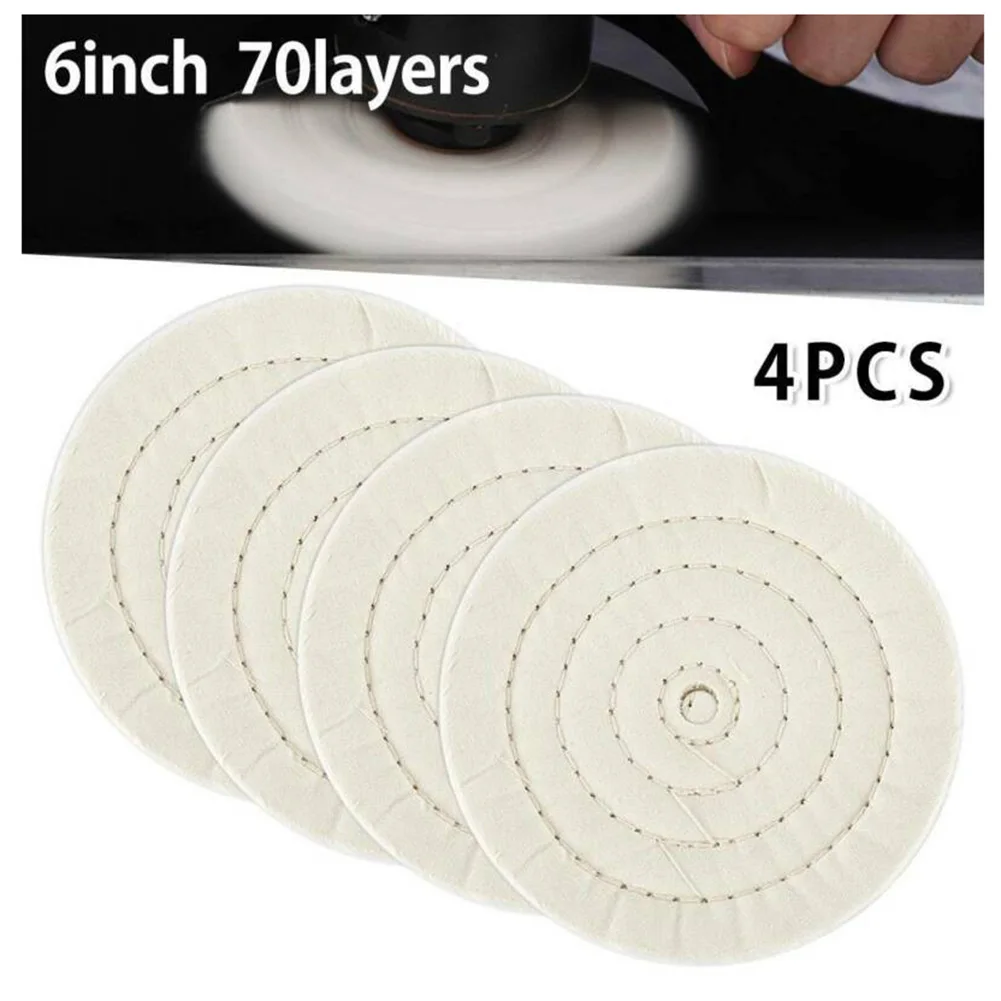 

4PC Polishing wheel 6" Mop For Bench Grinder 70 layers For polishing wood metal