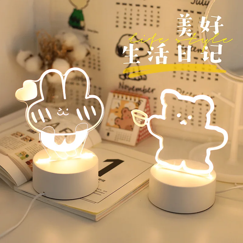 

Cute Animal Night Light Ins Girl Heart Cartoon Bedside Lamp Plug-in Luminous Sleep Lamp New Year Small Table Lamp