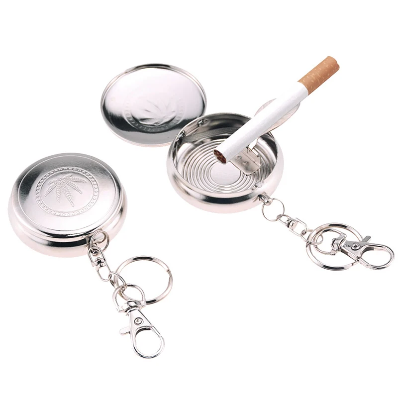 1 шт. карманная пепельница с брелоком портативная Мобильная из нержавеющей стали