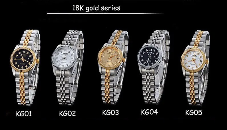 Швейцарские наручные часы BINGER 18K Золотые женские часы с автоматическим заводом механические наручные часы BG-0375-2