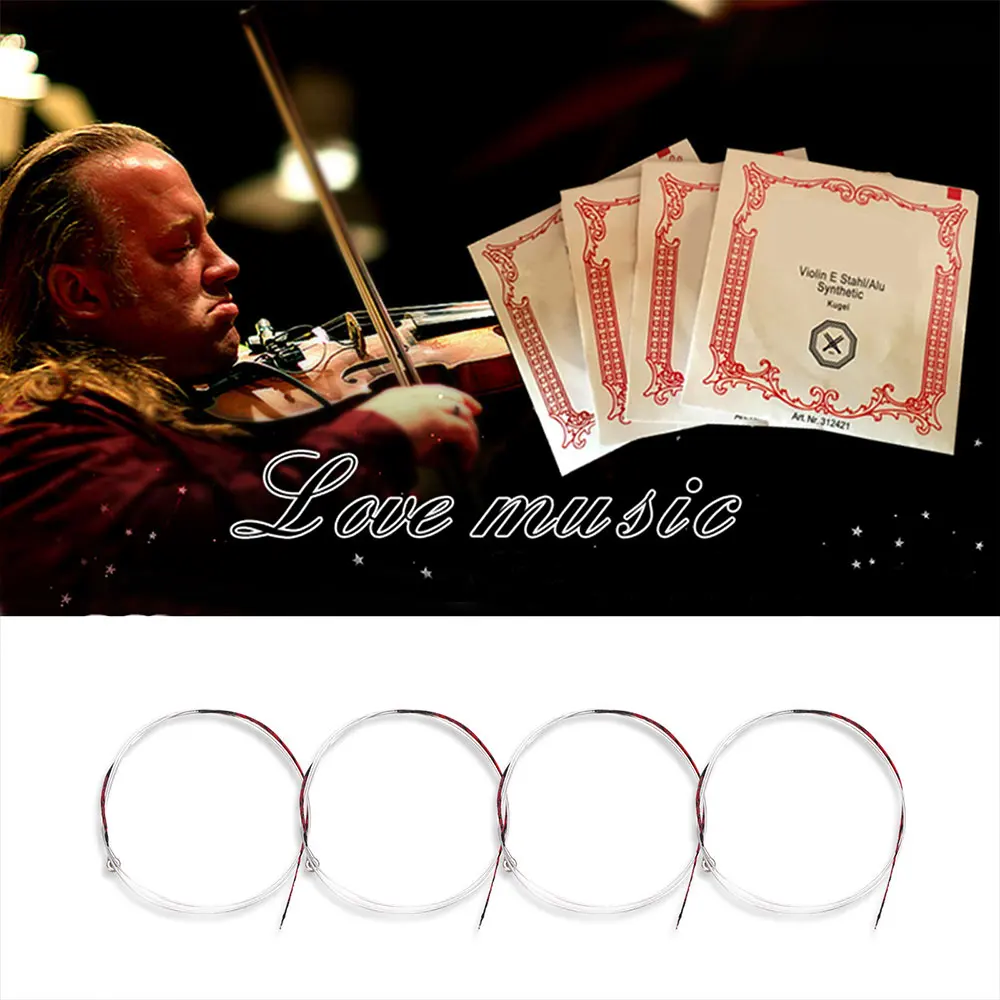 

High Quality 4pcs Violin Strings, Steel Wire String Instrument Accessories, Professional Music Accessories Spare Parts