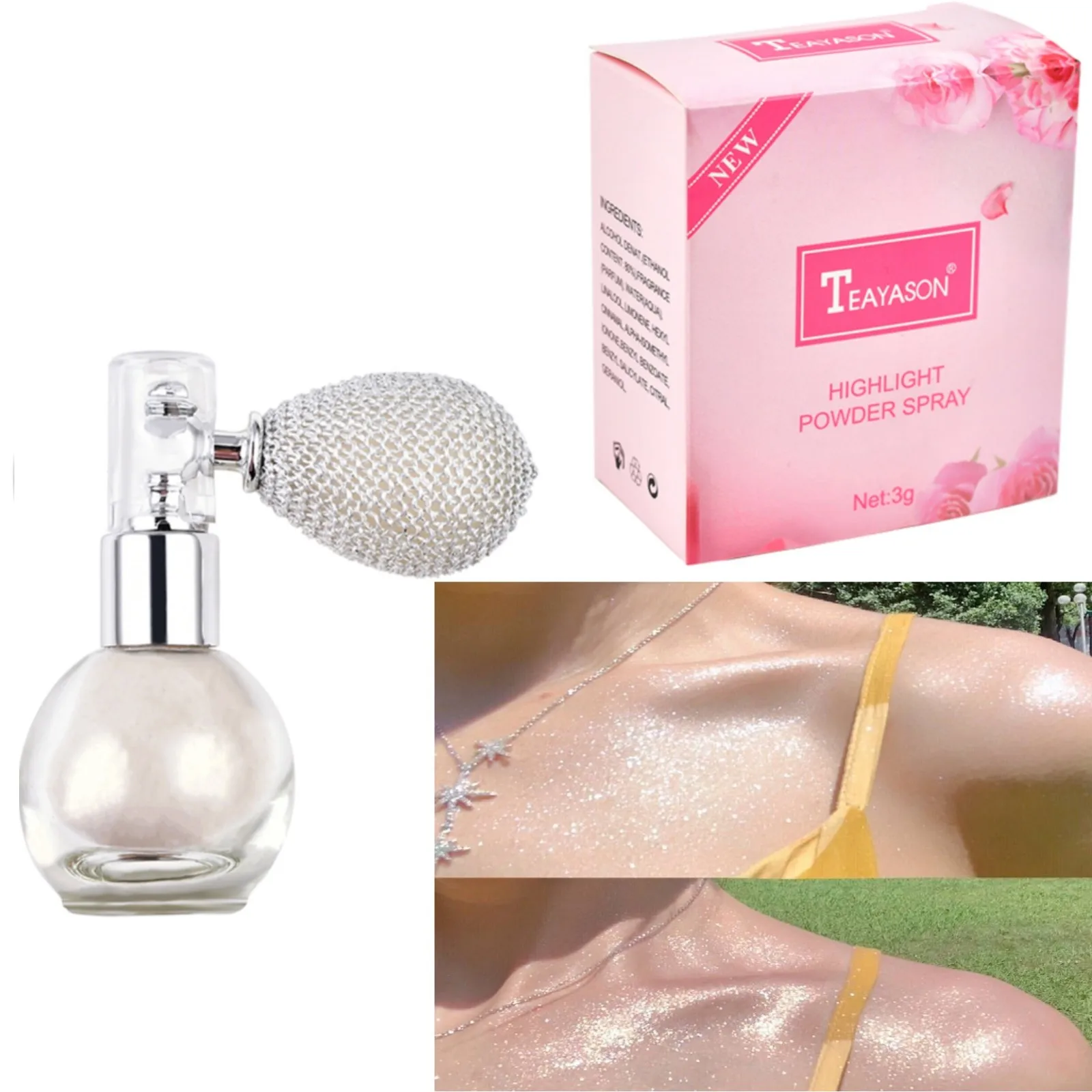 

1Pc Glitter Spray Highlighter Diamond Highlighter Makeup Gel Face Body Shimmer Texture Illuminator Brighten Contouring Cosmetics