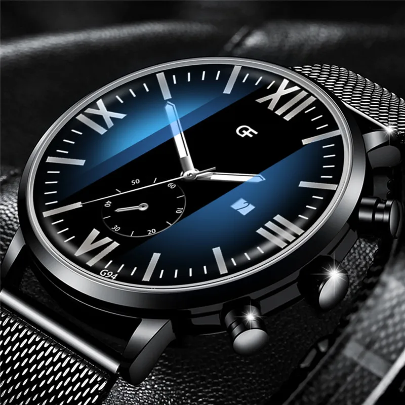 Бизнес Для мужчин часы сплава сетки высокое качество кварцевые римские цифровые