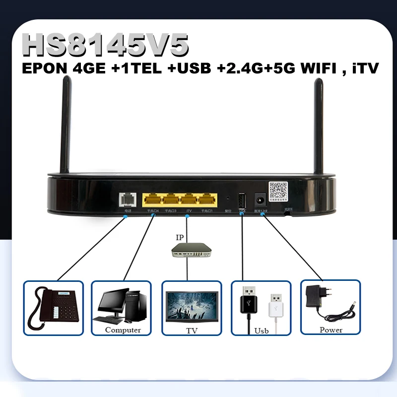 

Двухдиапазонный Wi-Fi маршрутизатор HS8145V5 3GE EPON 5G/2,4G, полный Gigabit, iTV ONU +, 1 порт, оптический, ONU, FTTH