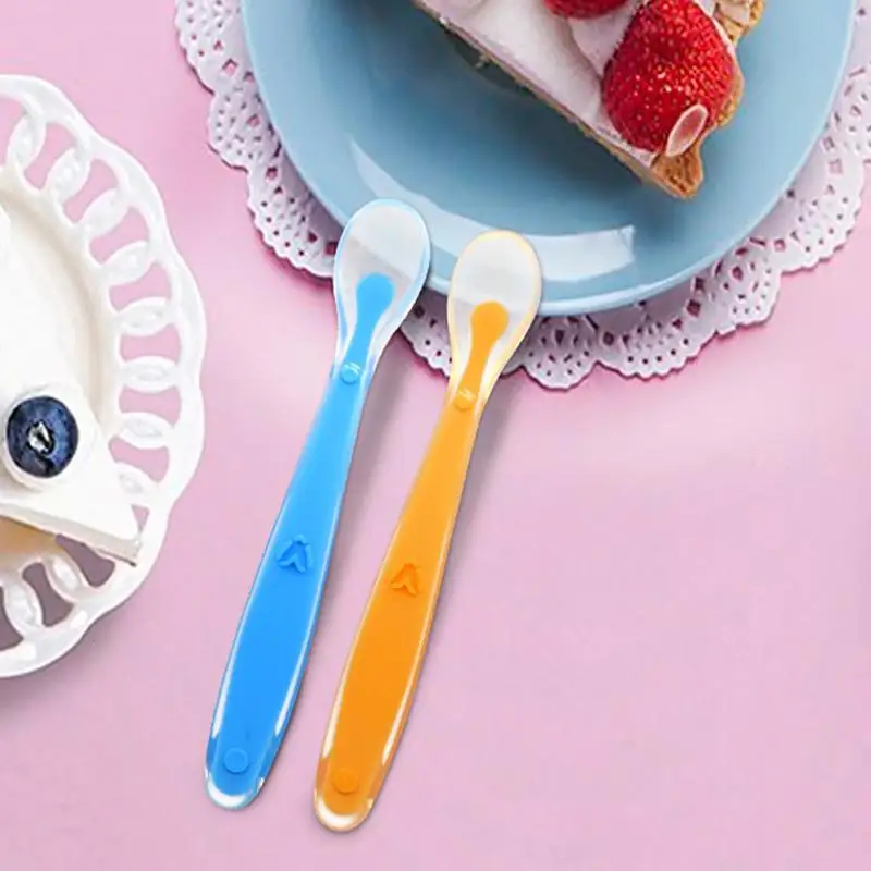 Силиконовая детская мягкая суповая ложка здоровые младенческие датчик