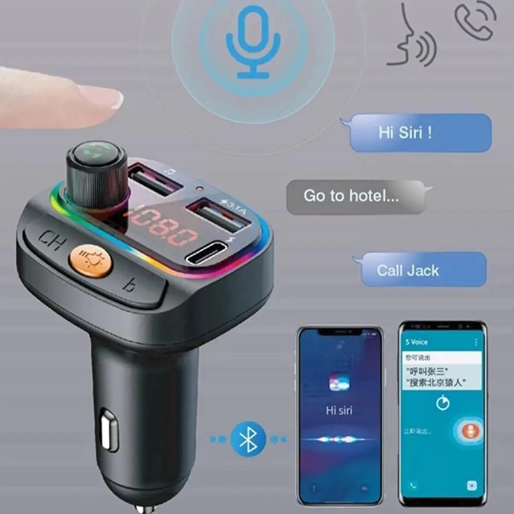 

Bluetooth совместимый Fm-передатчик для автомобиля 3.1a Type-c Быстрый Fm-передатчик громкой связи автомобильный радиоприемник O3m2