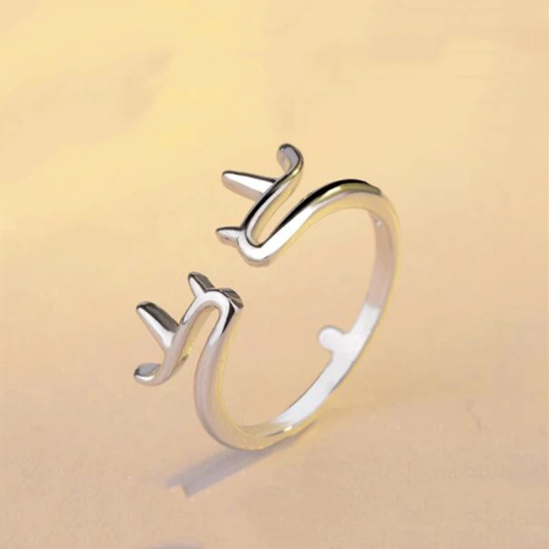 Необычные оленьи рога индивидуальное регулируемое кольцо настоящее 925 пробы