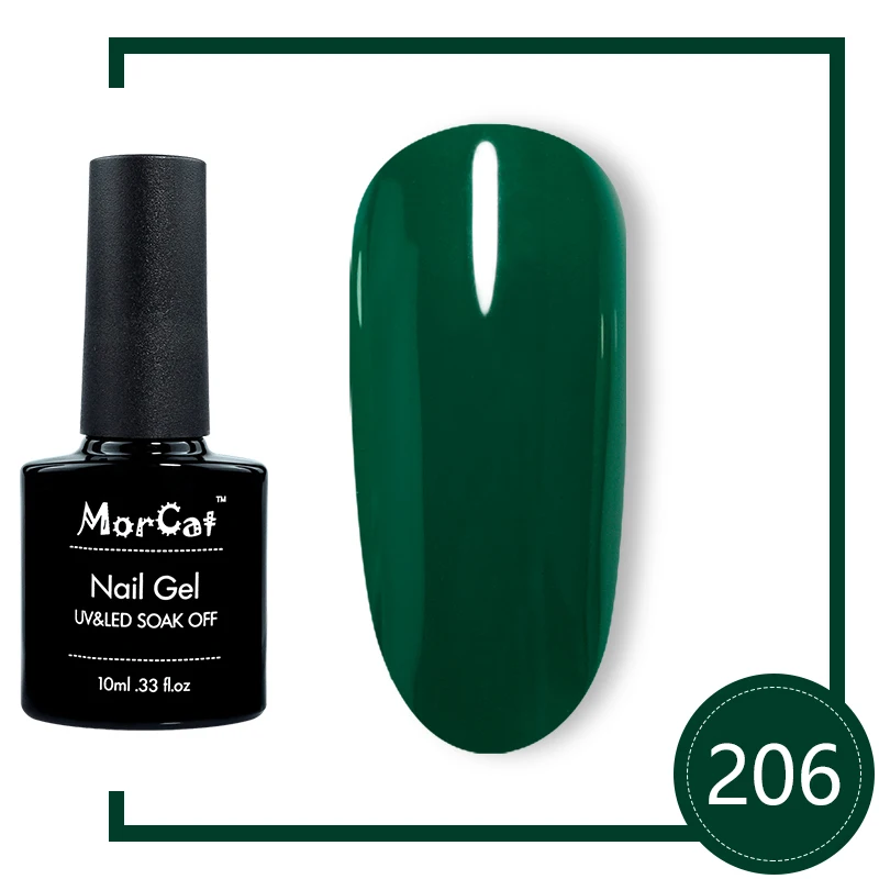 206 MorCat топ и Базовое покрытие 10 мл УФ гель лак для ногтей прозрачный гель для ногтей не впитывается не протирается грунтовка гель лак лакировка ногтей - Цвет: 206