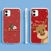 merry christmas snow deer phone case for iphone 13 12 11pro max 11 xr xs max x mini 8 7 6 se 2020 soft transparent cover