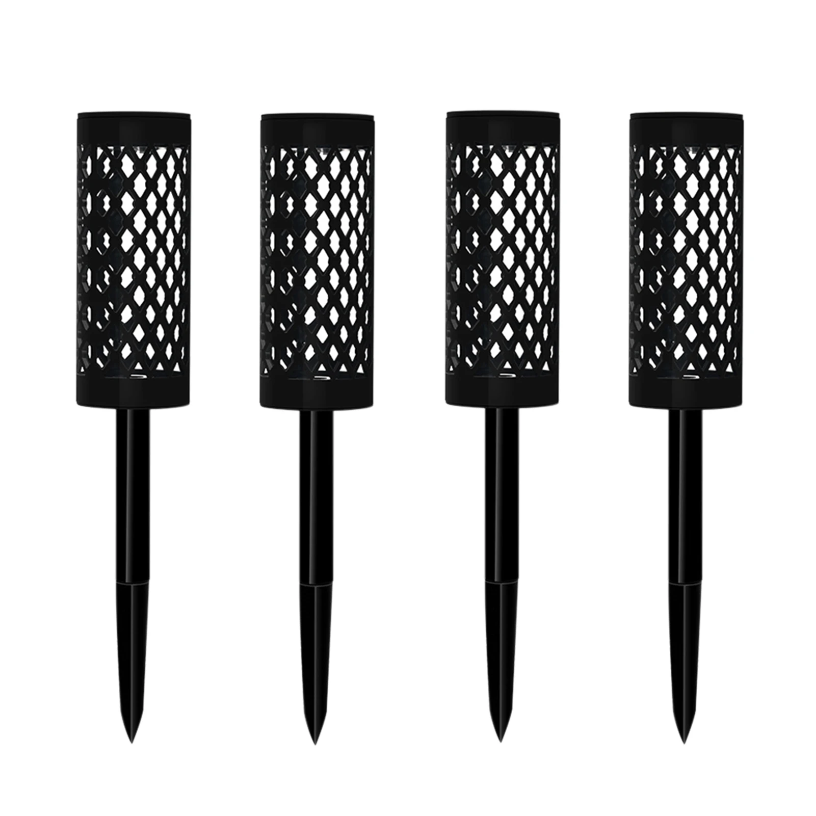 

4pcs Solar Light Pattern Landscape Black Waterproof Yard Lantern Outdoor Pathway Garden Decor Lawn Stake Vintage Driveway