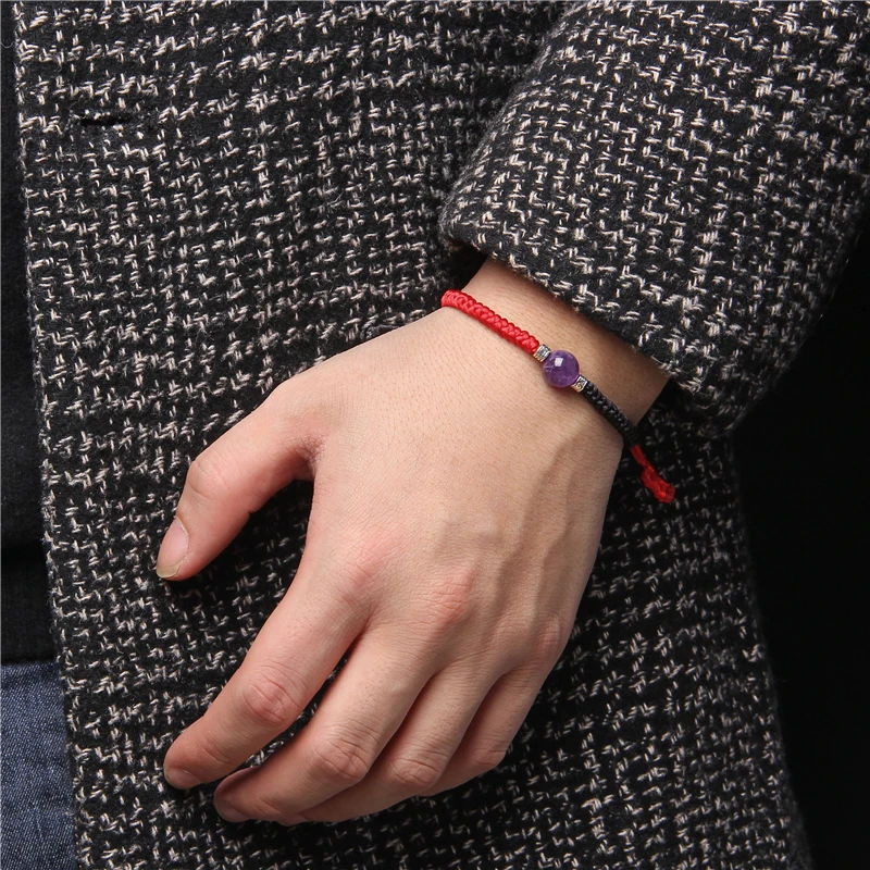 

Fashion Red Black Braided Bracelet Natural Stone Bead Charm Rope Adjustable Bangles For Women Men Wrist Band Jewelry Pulsera