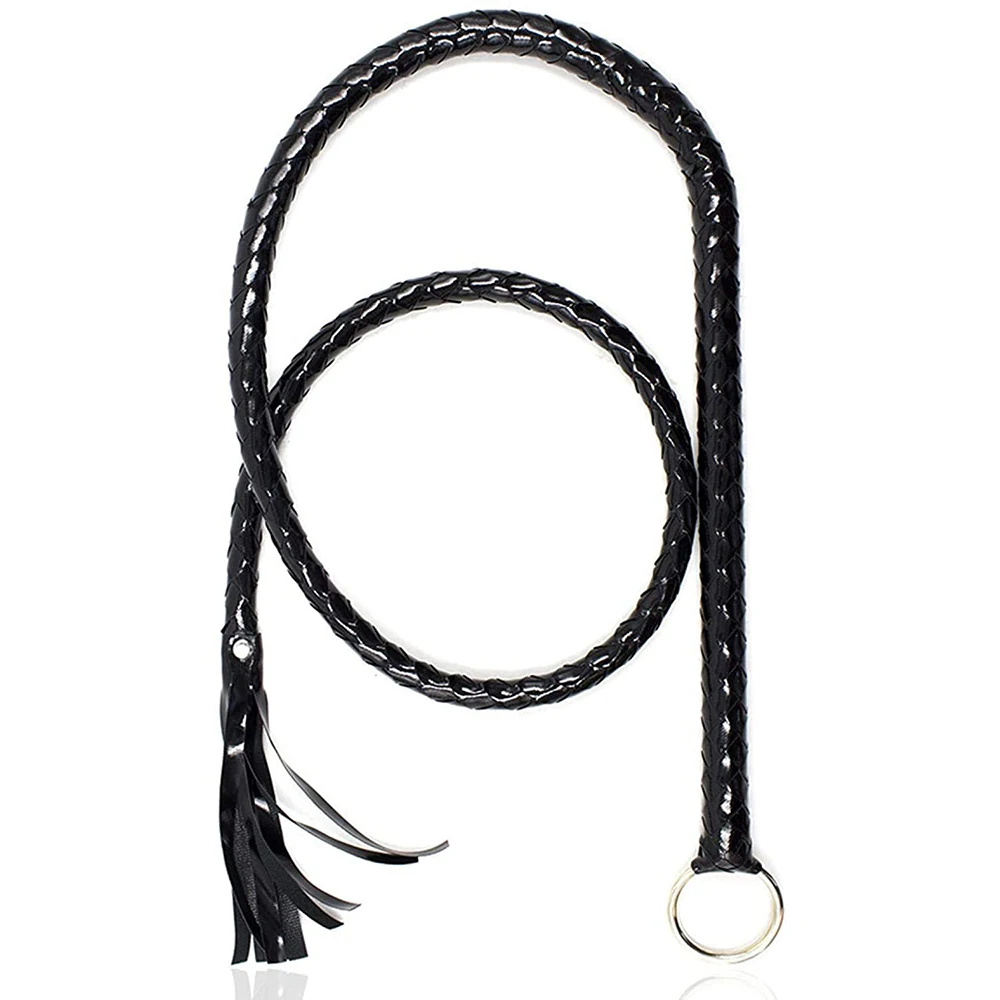 Faux Leather Black Whip Costume Whip Handmade Bullwhip, Whip Costume Accessory Horse Riding Crops Equestrianism Whips