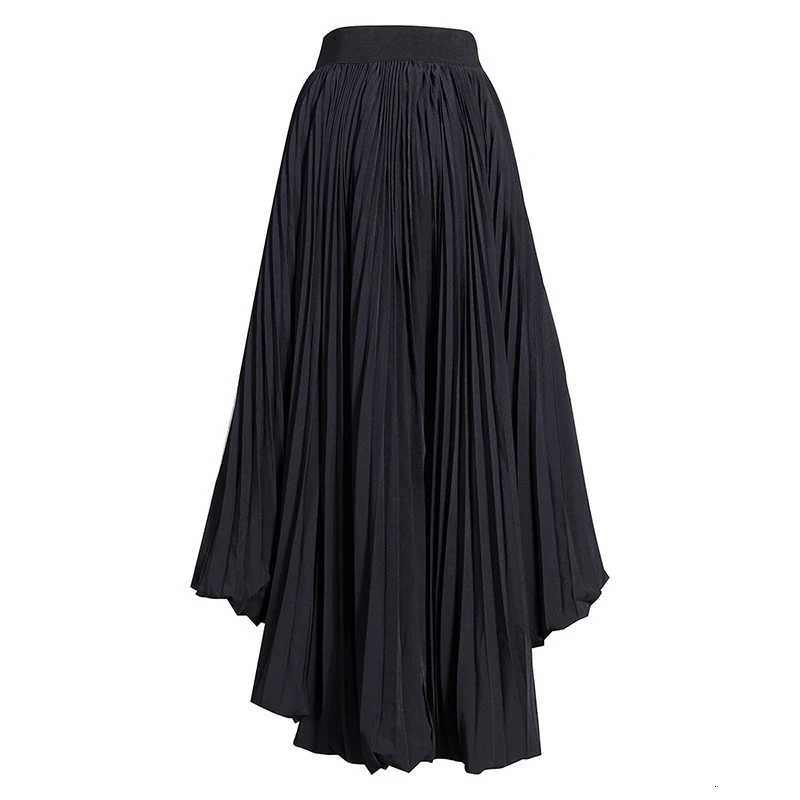 CHICEVER Casual Irregular Hem Black Skirts For Female High Waist Elegant Pleated Skirt Women Autumn 2020 Fashion Clothes New | Женская