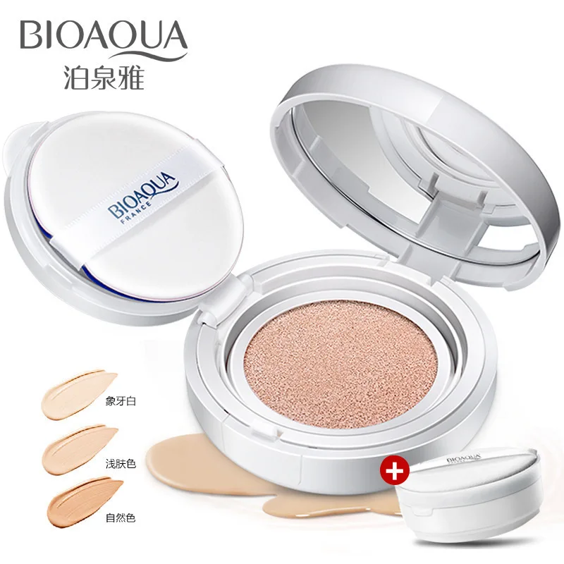 

Bioaqua Air Cushion BB&CC Cream Foundation Wet Powder Concealer Whitening Moisturizing Brighten Sunscreen Bare Makeup 15g