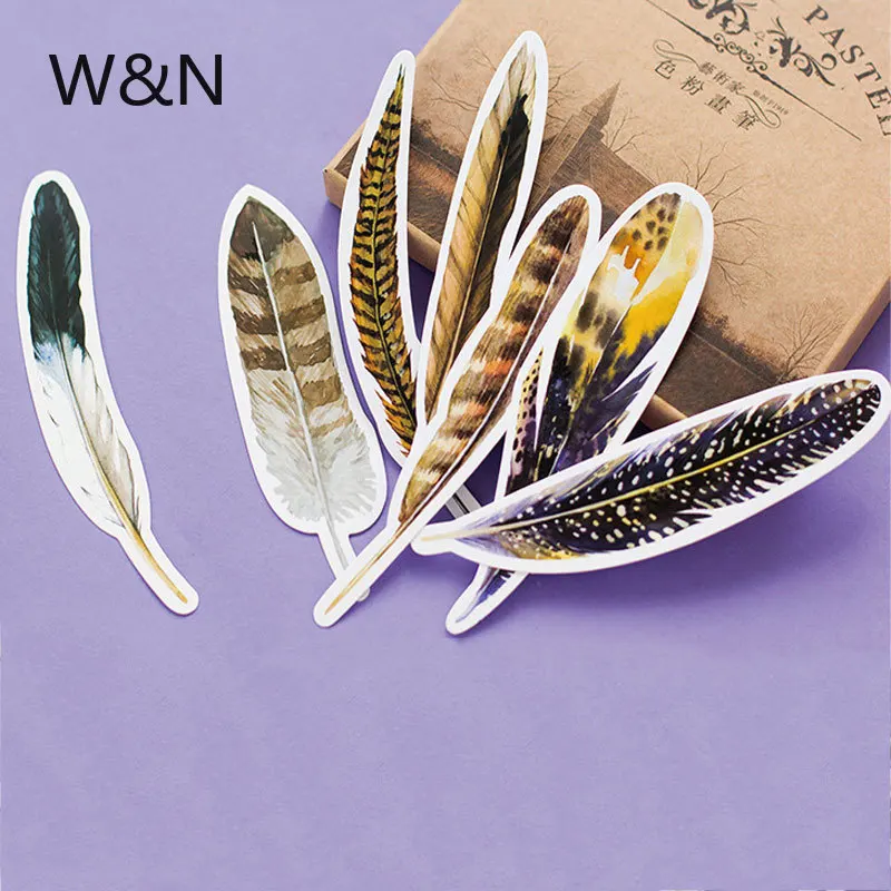 30Pcs/box Feather Paper Bookmark Kawaii Book Reading Maker Teacher Gift Clip Accessories School Office Supply Stationery |