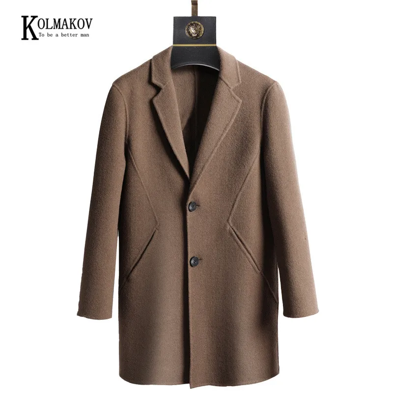 

KOLMAKOV New Winter Men's Double-Sided Wool Coats Medium And Long Style Padded Woolen Jacket For Young And Middle-Aged Male
