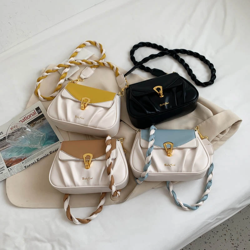 

Rope Shoulder Belt Small PU Leather Armpit Bags for Women 2021 Luxury Fashion Chain Shoulder Handbag and Purses