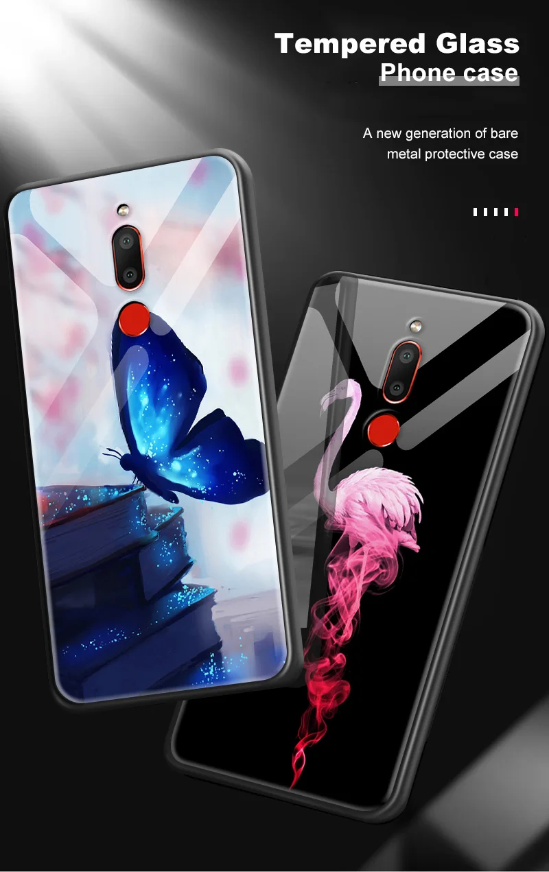 Задняя крышка из закаленного стекла для Meizu 16s 16th Plus 16X M6T M882Q M892Q M5 M6 M8 M9 Note TPU Рамка бампер печать обложек сумка с животными