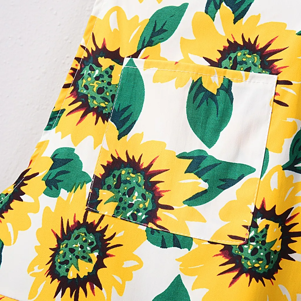 

Women Summer Rompers Jumpsuit Sexy Straps Sunflower Print Playsuits Casual Loose Vintage Short Bodysuits Overalls Jumpsuits 2020