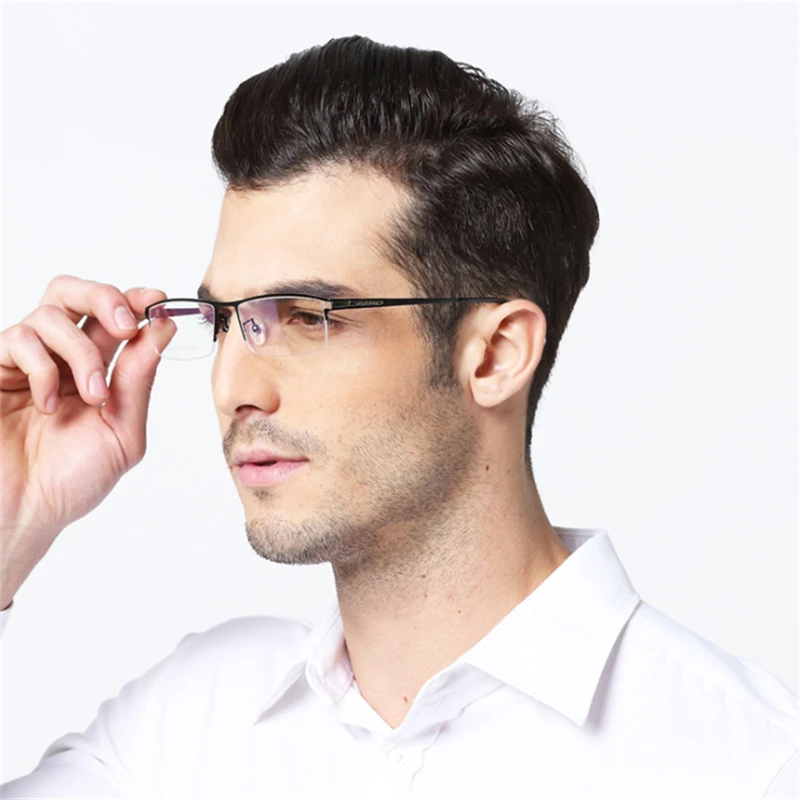 Очки из чистого титана Мужская полуоправа деловой Ультрамодный светильник