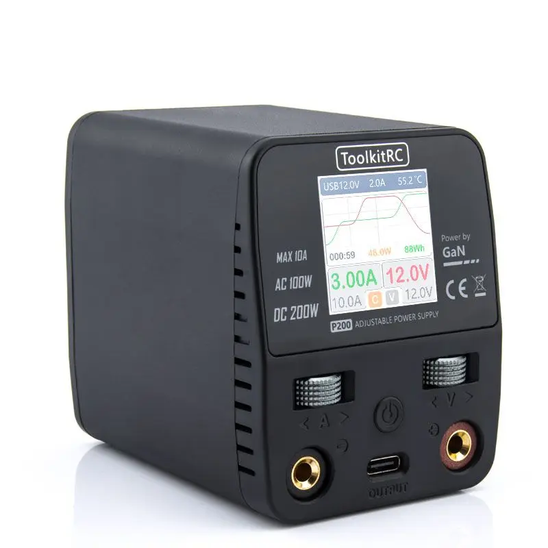 Новый в наличии ToolkitRC P200 мини 30V AC100W DC200W 10A Ган Регулируемая Настольная Питание USB