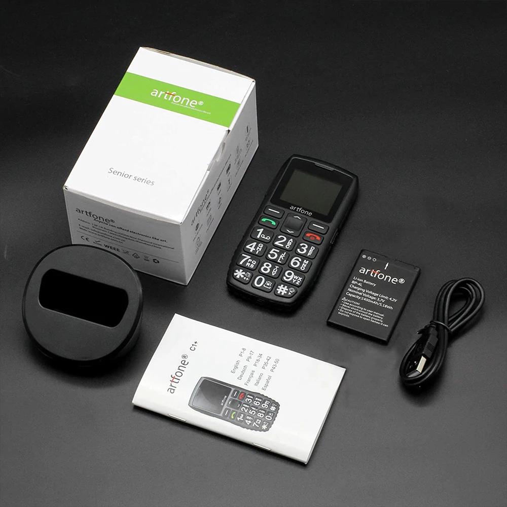 Большой телефон для пожилых людей, телефон для пожилых с кнопкой SOS artfone C1, батарея 1400 мАч (2G) от AliExpress RU&CIS NEW