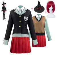 anime danganronpa v3 yumeno himiko cosplay costume school girl uniform women outfit halloween dress dangan ronpa magic hat