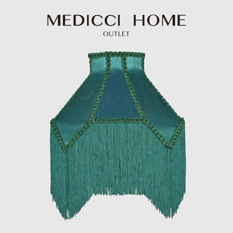 Medicci Home Boutique Art Deco Lampshade Malachite Green Lamp shade With Long Tassels Luxury Silk Oriental Handicraft Lampshades