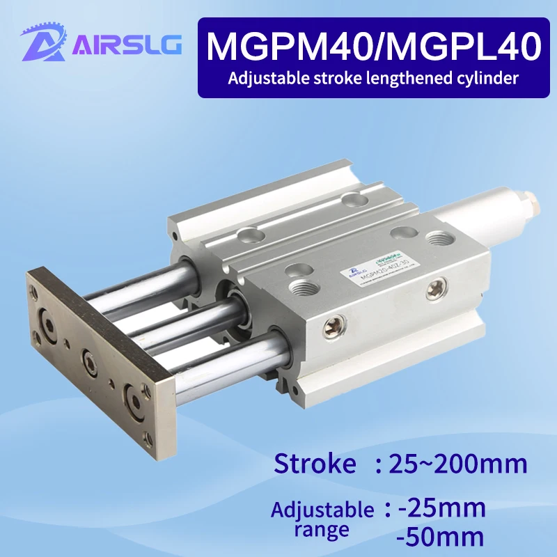 

MGPL MGPM40 MGPL40 -25Z~200Z StrokThree-axisthin Rod Cylinder Compact guide Stable pneumatic Adjustable stroke cylinder-25-50