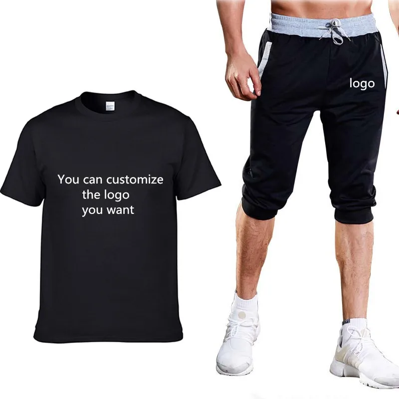 

Мужская футболка с коротким рукавом, однотонная хлопковая Футболка Харадзюку с логотипом на заказ и принтом автомобиля, костюм с шортами, в...