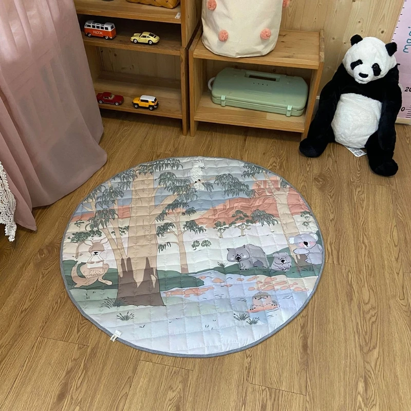 

1Pc Jungle Animal Rug for Baby Learning Crawling & Exploring Toys Brain Game Interactive Crawling Rug Round Play Mat Toy 54DF