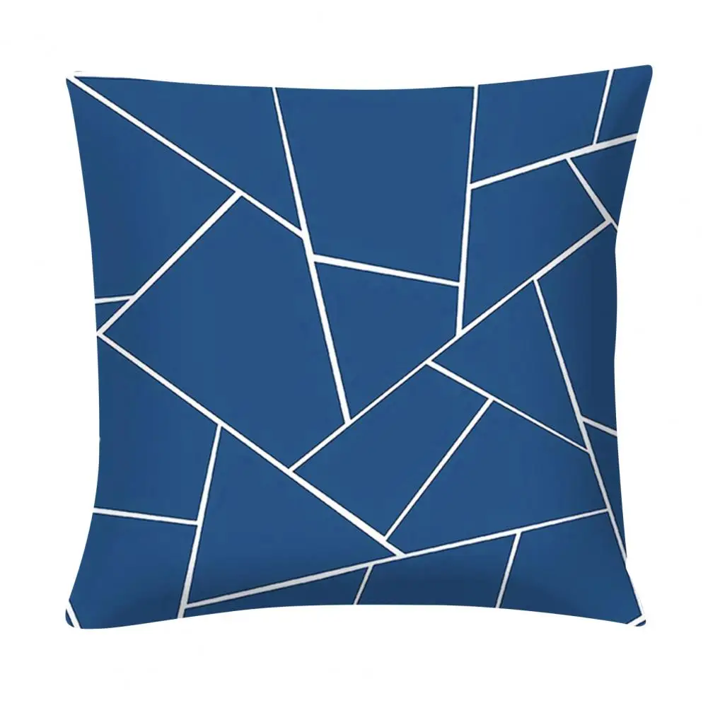 

Blue Geometric Printed Throw Square Pillow Cover Sofa Chair Cushion Pillowcase
