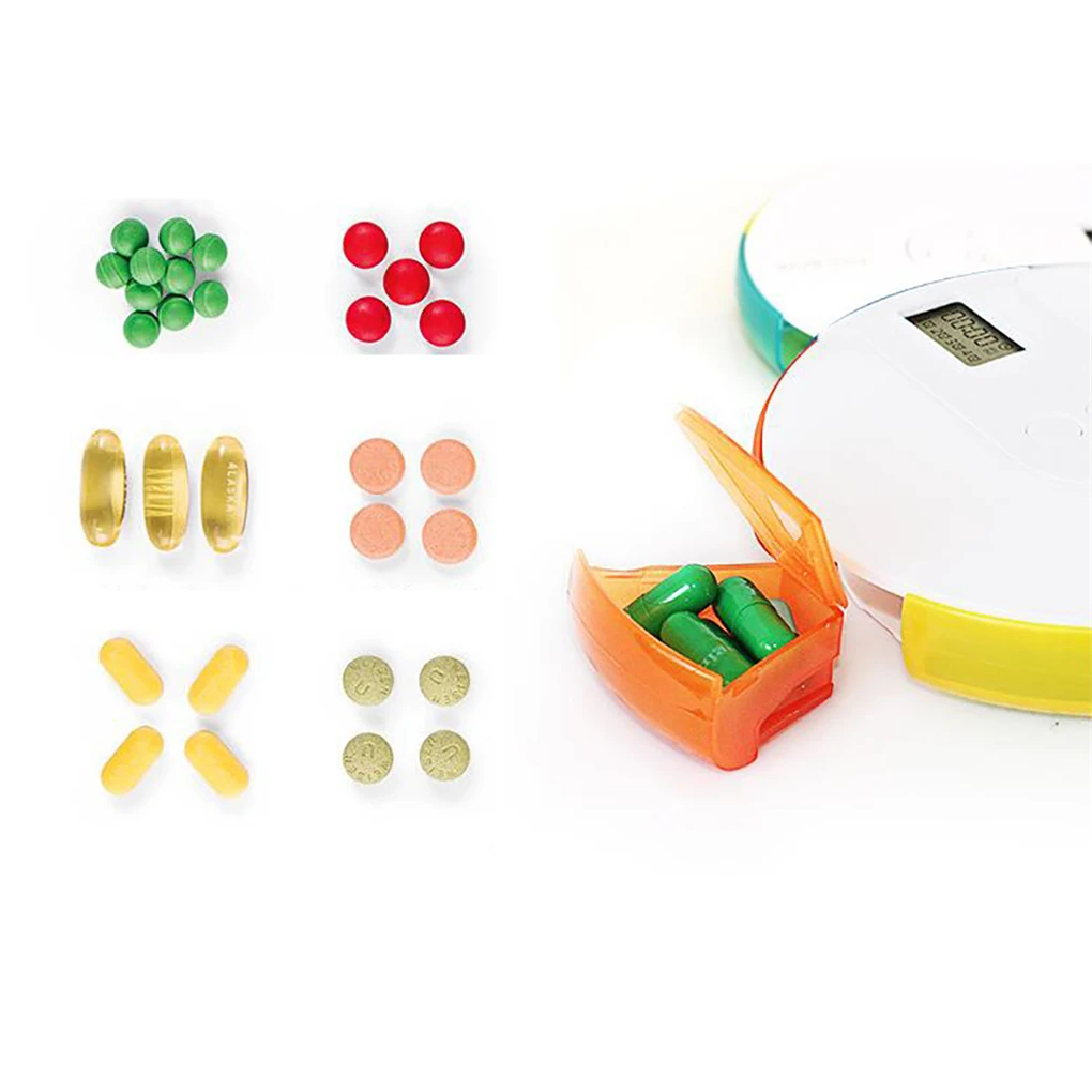 Кухонный таймер английская версия цветной круглый 7 ячеек коробка для таблеток