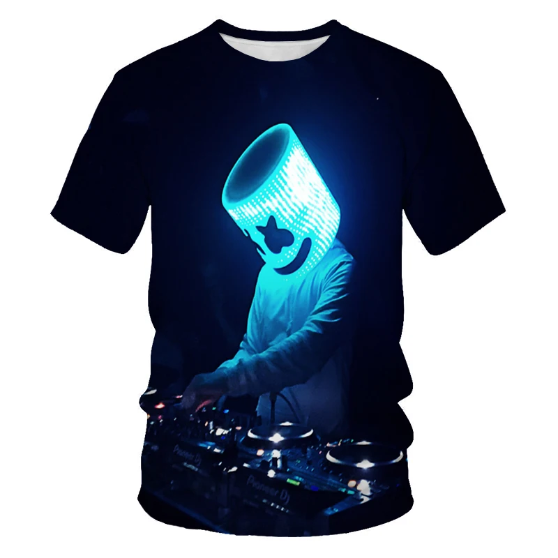 

2021 Men'S 3d T-Shirt Led Digital Printing Leisure Tee Light Up And Down Punk Flashing Equalizer Street Fashion Menswear T Shirt